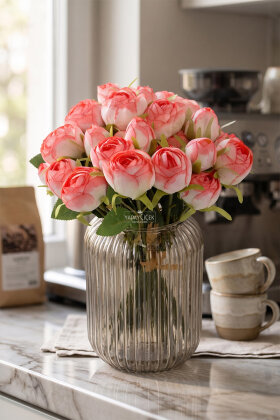 Yapay Çiçek 10'lu Zarif Şakayık Gül Buketi 30 cm Pembe - Yapay Çiçek Deposu