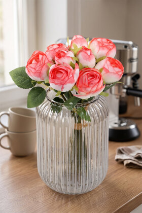 Yapay Çiçek 10'lu Zarif Şakayık Gül Buketi 30 cm Pembe - 2