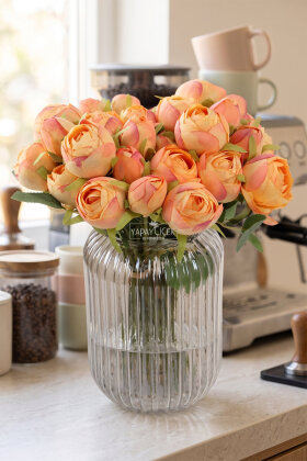 Yapay Çiçek 10'lu Zarif Şakayık Gül Buketi 30 cm Turuncu - Yapay Çiçek Deposu