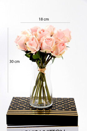 Yapay Çiçek 12li Premium Gül Buketi Pembe - 2