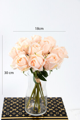 Yapay Çiçek 12li Premium Gül Buketi Somon - 3