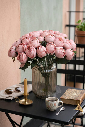 Yapay Çiçek 12li Şakayık Demeti 35 cm Gül Kurusu - Yapay Çiçek Deposu