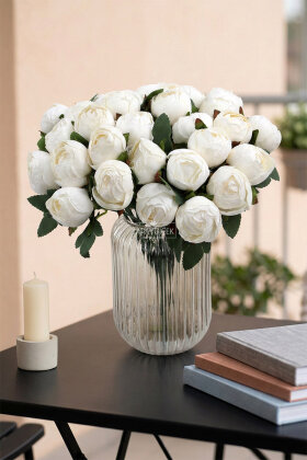 Yapay Çiçek 12li Şakayık Demeti 35 cm Krem - Yapay Çiçek Deposu