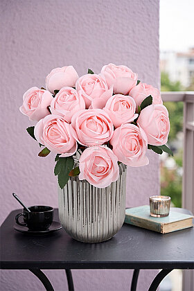 Yapay Çiçek 12li Şakayık Demeti 35 cm Toz Pembe - 2