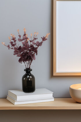 Yapay Çiçek 16 Dallı Okaliptus 50 cm Mürdüm - Yapay Çiçek Deposu