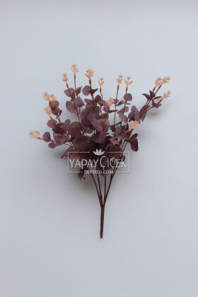 Yapay Çiçek 16 Dallı Okaliptus 50 cm Mürdüm - 2