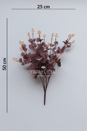 Yapay Çiçek 16 Dallı Okaliptus 50 cm Mürdüm - 3