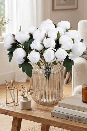 Yapay Çiçek 18li Şakayık Demeti 38 cm Beyaz - 2