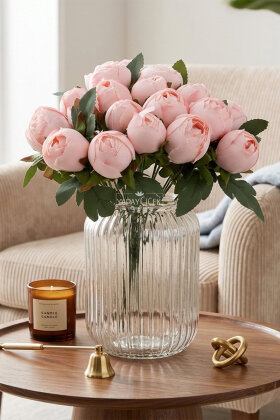 Yapay Çiçek 18li Şakayık Demeti 38 cm Gül Kurusu - 2