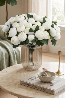 Yapay Çiçek 18li Şakayık Demeti 38 cm Krem - Yapay Çiçek Deposu