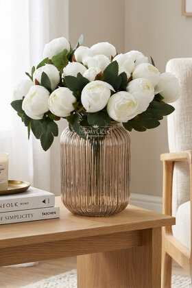 Yapay Çiçek 18li Şakayık Demeti 38 cm Krem - 2