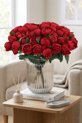 Yapay Çiçek 18li Şakayık Demeti 38 cm Kırmızı - Yapay Çiçek Deposu