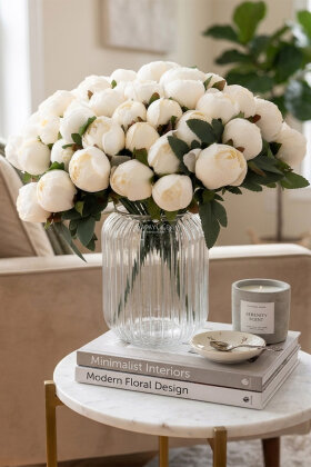 Yapay Çiçek 18li Şakayık Demeti 38 cm Somon - Yapay Çiçek Deposu