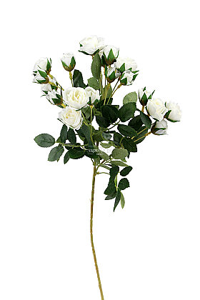 Yapay Çiçek 19'lu Giz Tomur Gül Dalı 60 cm Beyaz - 3