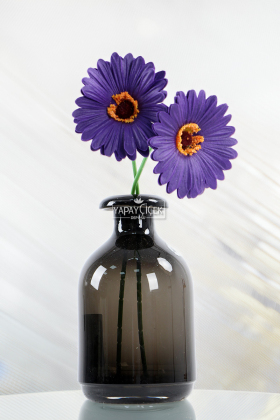 Yapay Çiçek 2li Islak Dokulu Gerbera 30 cm Lacivert - Yapay Çiçek Deposu