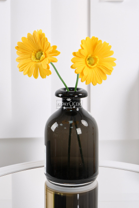Yapay Çiçek 2li Islak Dokulu Gerbera 30 cm Sarı - Yapay Çiçek Deposu