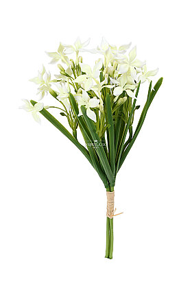 Yapay Çiçek 3 Dallı Madagaskar Yasemini Demeti 38 cm Krem - 3
