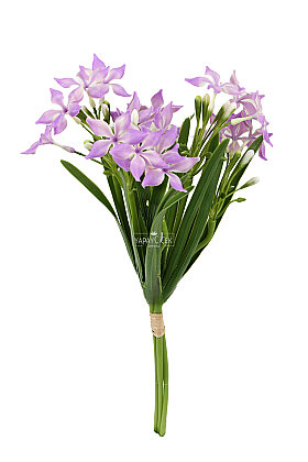 Yapay Çiçek 3 Dallı Madagaskar Yasemini Demeti 38 cm Mor - 3
