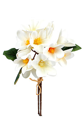 Yapay Çiçek 3lü Mokuren Manolya Demeti 36 cm Beyaz - 3