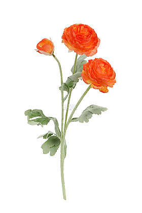 Yapay Çiçek 3lü Şakayık Ranunculus Dalı 50 cm Turuncu - 1