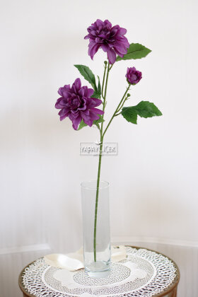Yapay Çiçek 3lü Yıldız Gülü Dalı 70 cm Lila - 2