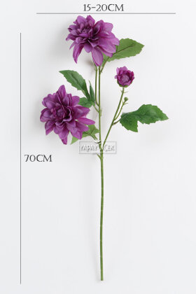 Yapay Çiçek 3lü Yıldız Gülü Dalı 70 cm Lila - 3