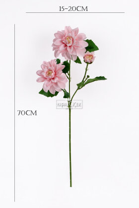 Yapay Çiçek 3lü Yıldız Gülü Dalı 70 cm Pembe - 3