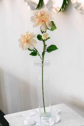 Yapay Çiçek 3lü Yıldız Gülü Dalı 70 cm Somon - 2