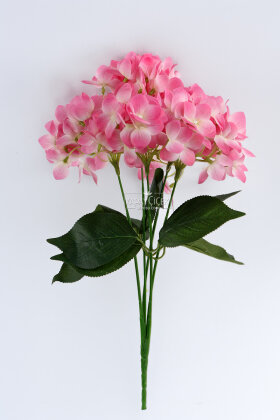 Yapay Çiçek 5 Dal Islak Damarlı Ortanca Demeti 45 cm Açık Pembe - 3
