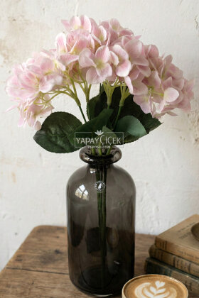 Yapay Çiçek 5 Dal Islak Damarlı Ortanca Demeti 45 cm Ebruli - 2