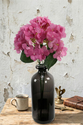 Yapay Çiçek 5 Dal Islak Damarlı Ortanca Demeti 45 cm Fuşya - 2