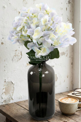 Yapay Çiçek 5 Dal Islak Cornales Damarlı Ortanca Demeti 45 cm Renk Dalgası - 2