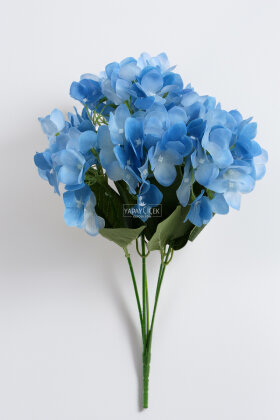 Yapay Çiçek 5 Dal Islak Cornales Damarlı Ortanca Demeti 45 cm Lacivert - 3