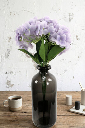 Yapay Çiçek 5 Dal Islak Damarlı Ortanca Demeti 45 cm Lila - 2