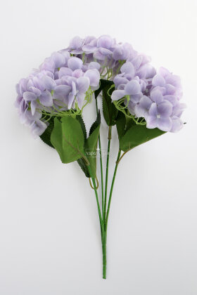 Yapay Çiçek 5 Dal Islak Damarlı Ortanca Demeti 45 cm Lila - 3