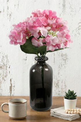 Yapay Çiçek 5 Dal Islak Damarlı Ortanca Demeti 45 cm Pembe - 2