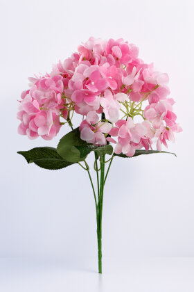 Yapay Çiçek 5 Dal Islak Damarlı Ortanca Demeti 45 cm Pembe - 3
