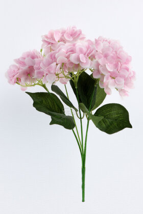 Yapay Çiçek 5 Dal Islak Damarlı Ortanca Demeti 45 cm Pudra Pembe - 3