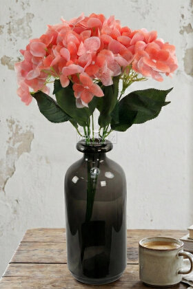 Yapay Çiçek 5 Dal Islak Damarlı Ortanca Demeti 45 cm Somon - 2