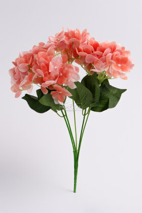 Yapay Çiçek 5 Dal Islak Damarlı Ortanca Demeti 45 cm Somon - 3