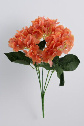 Yapay Çiçek 5 Dal Islak Cornales Damarlı Ortanca Demeti 45 cm Turuncu - 3