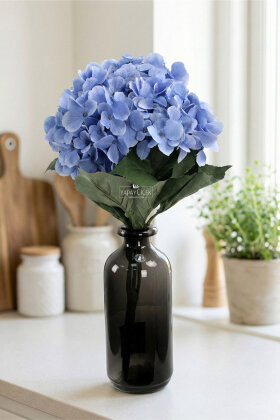 Yapay Çiçek Büyük 5 Dal Ortanca Demeti 55 cm Mavi - Yapay Çiçek Deposu