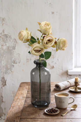 Yapay Çiçek Kaliteli 5'li Lüx Tomur Gül Dalı 50 cm Krem - 2