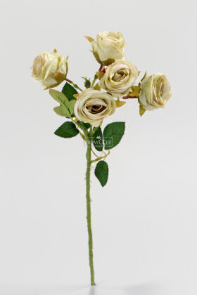 Yapay Çiçek Kaliteli 5'li Lüx Tomur Gül Dalı 50 cm Krem - 3