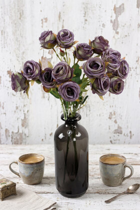 Yapay Çiçek Kaliteli 5'li Lüx Tomur Gül Dalı 50 cm Pastel Mor - Yapay Çiçek Deposu