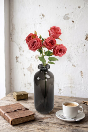 Yapay Çiçek Kaliteli 5'li Lüx Tomur Gül Dalı 50 cm Pembe - 2