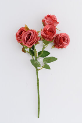 Yapay Çiçek Kaliteli 5'li Lüx Tomur Gül Dalı 50 cm Pembe - 3
