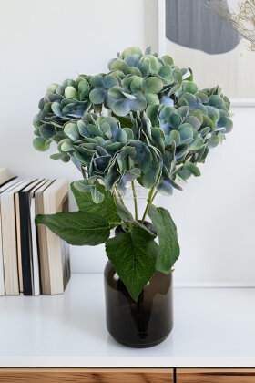 Yapay Lüx 5 Dallı Islak Ortanca Demeti 45 cm Pastel Mavi - 1