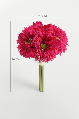 Yapay Çiçek 6lı Kaliteli Saçaklı İri Gerbera Buketi Fuşya - 3