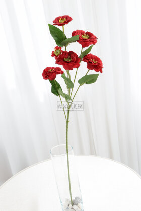 Yapay Çiçek 6lı Taçlı Kır Çiçeği 75 cm Kırmızı - 2